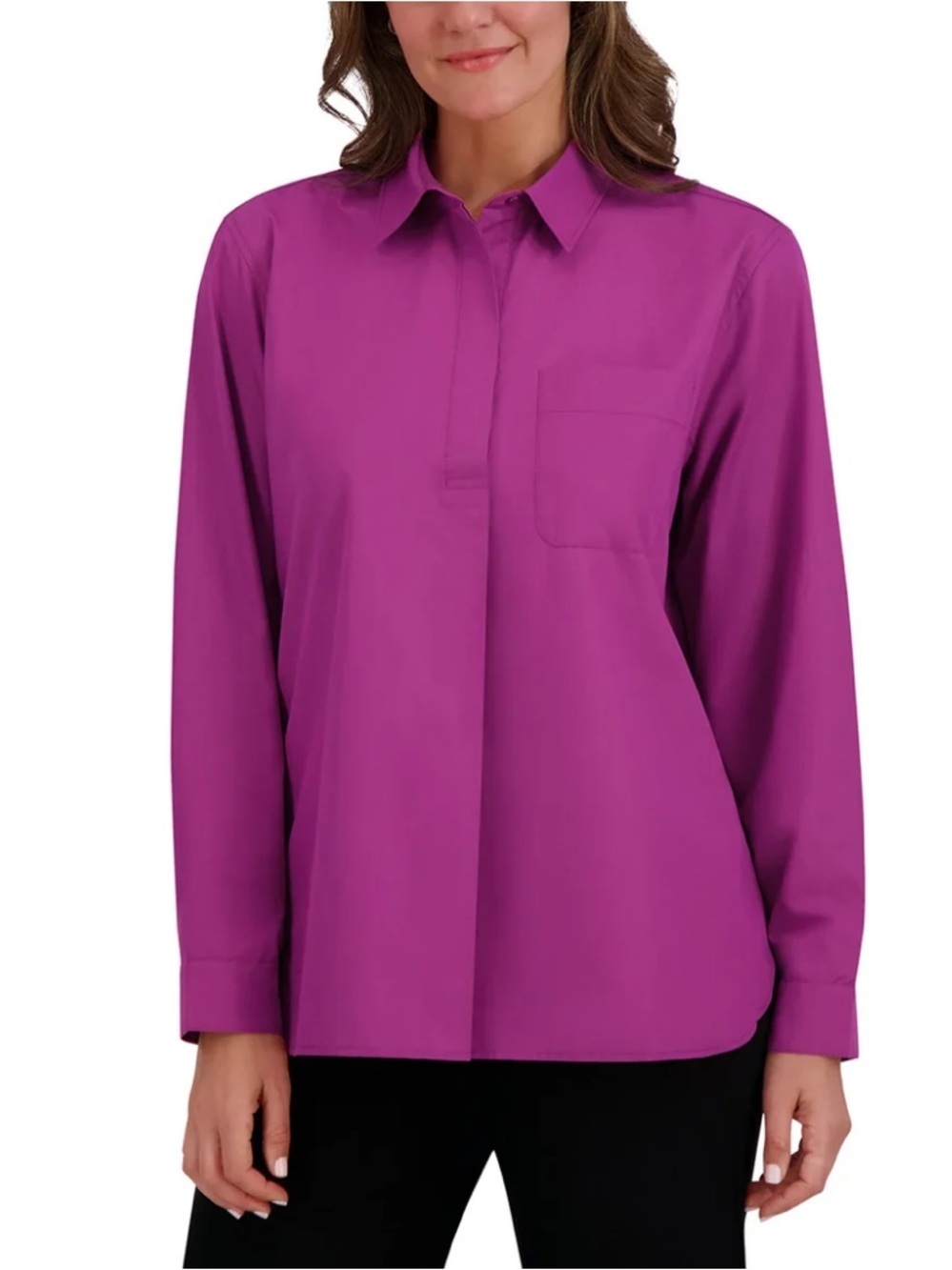French Connection Women's Button-Front Lightweight Airy Blouse Fuchsia